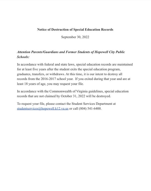 notice of destruction