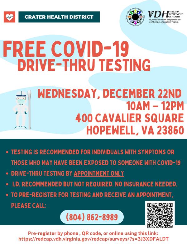 COVID-19 Free Testing Dec. 22 flyer