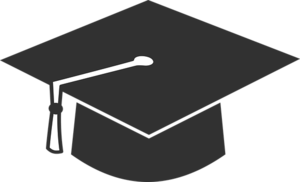 the image is of a black graduation hat with a white tassle