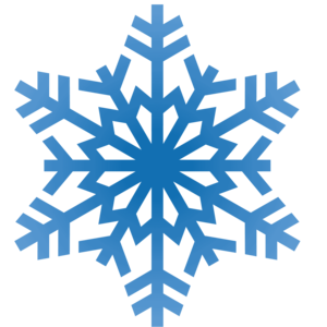 The image is of blue snowflake clip art. The snowflake has 12 branches and each branch has either 1 or 2 branches of its own, in an alternating pattern.