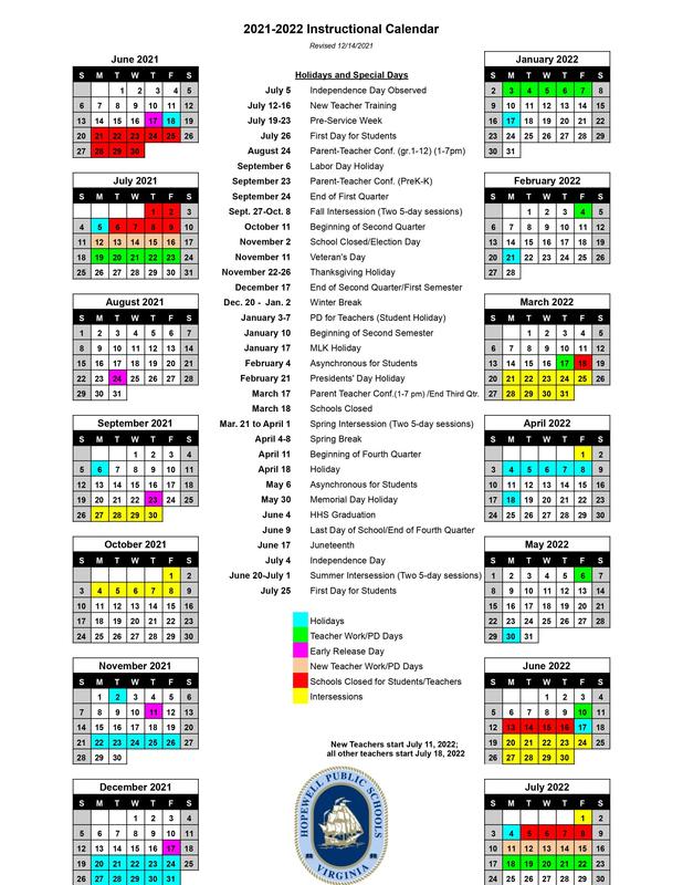 Picture of updated 2021-2022 Calendar