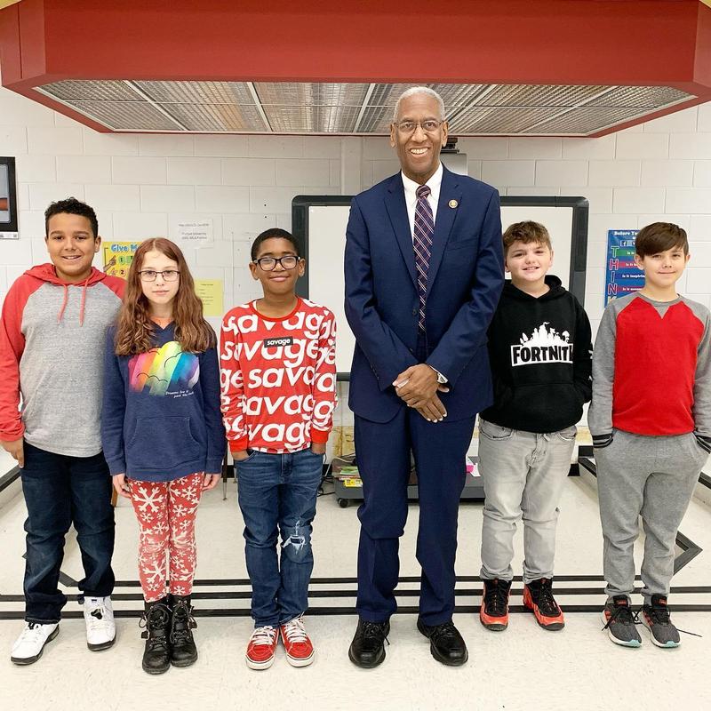 Congressman McEachin with PC students.