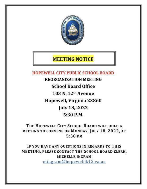 REORGANIZATION MEETING