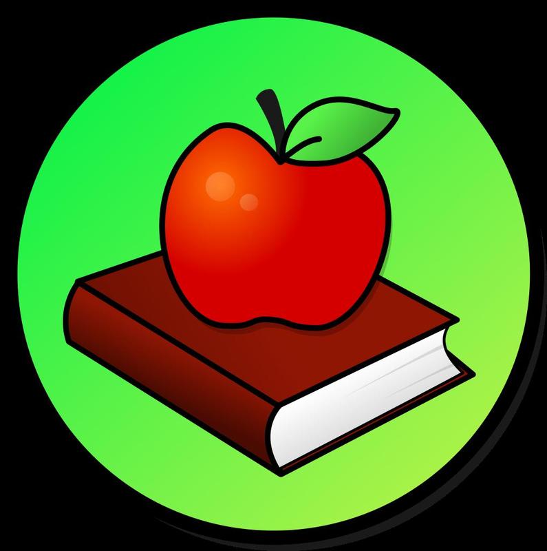 school book with apple