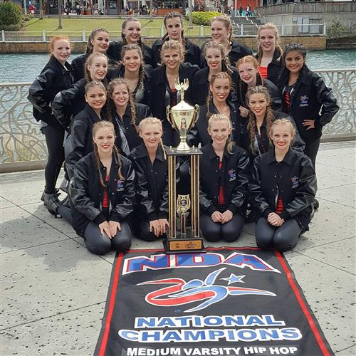 2016-2017 Dance Team with NDA National Championship trophy 