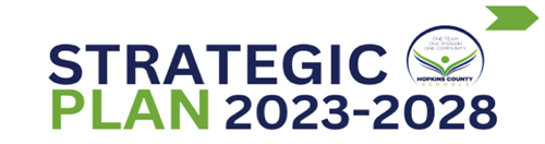 Strategic Plan 2023-2028 with logo and green arrow