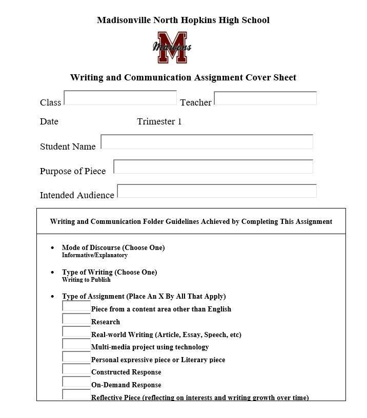 Writing and Communication Cover Sheet 