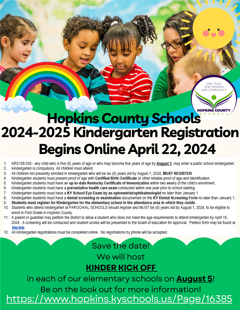  Kindergarten registration begins online on April 22, 2024