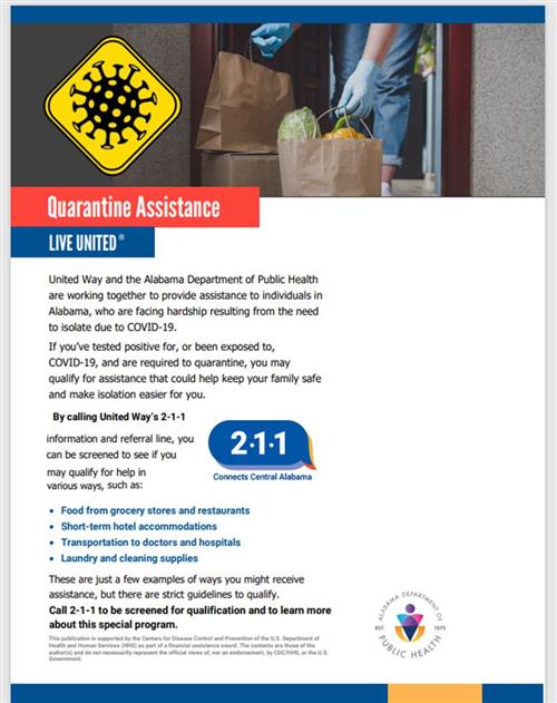 United way quarantine Assistance Call 211