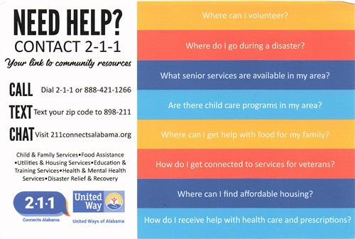 Need Help Contact 2-1-1