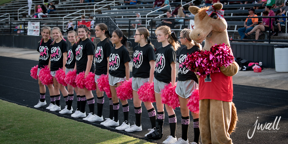 Junior High cheerleaders performing at the Spring Park