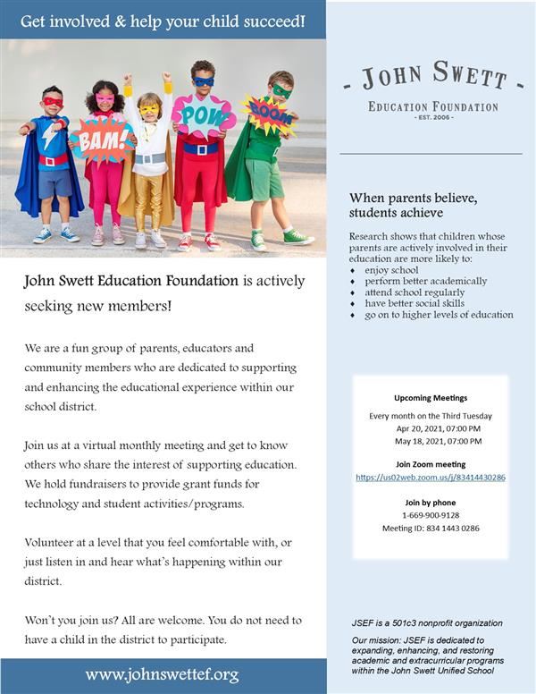 John Swett Education Foundation Flyer