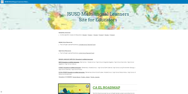 JSUSD Multilingual Learners Site for Educators