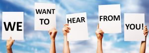 we want to hear from you