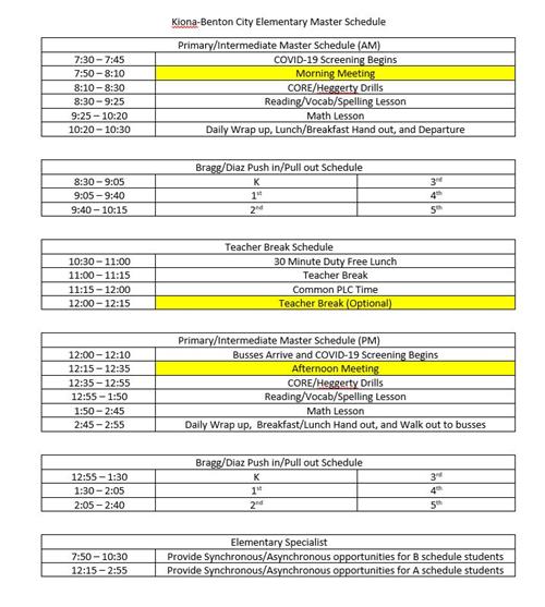 ES Hybrid Schedule  