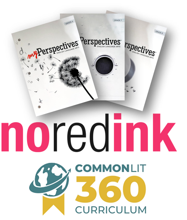 My Perspectives, NoRedInk, and CommonLit 360 Curriculum resource company logos