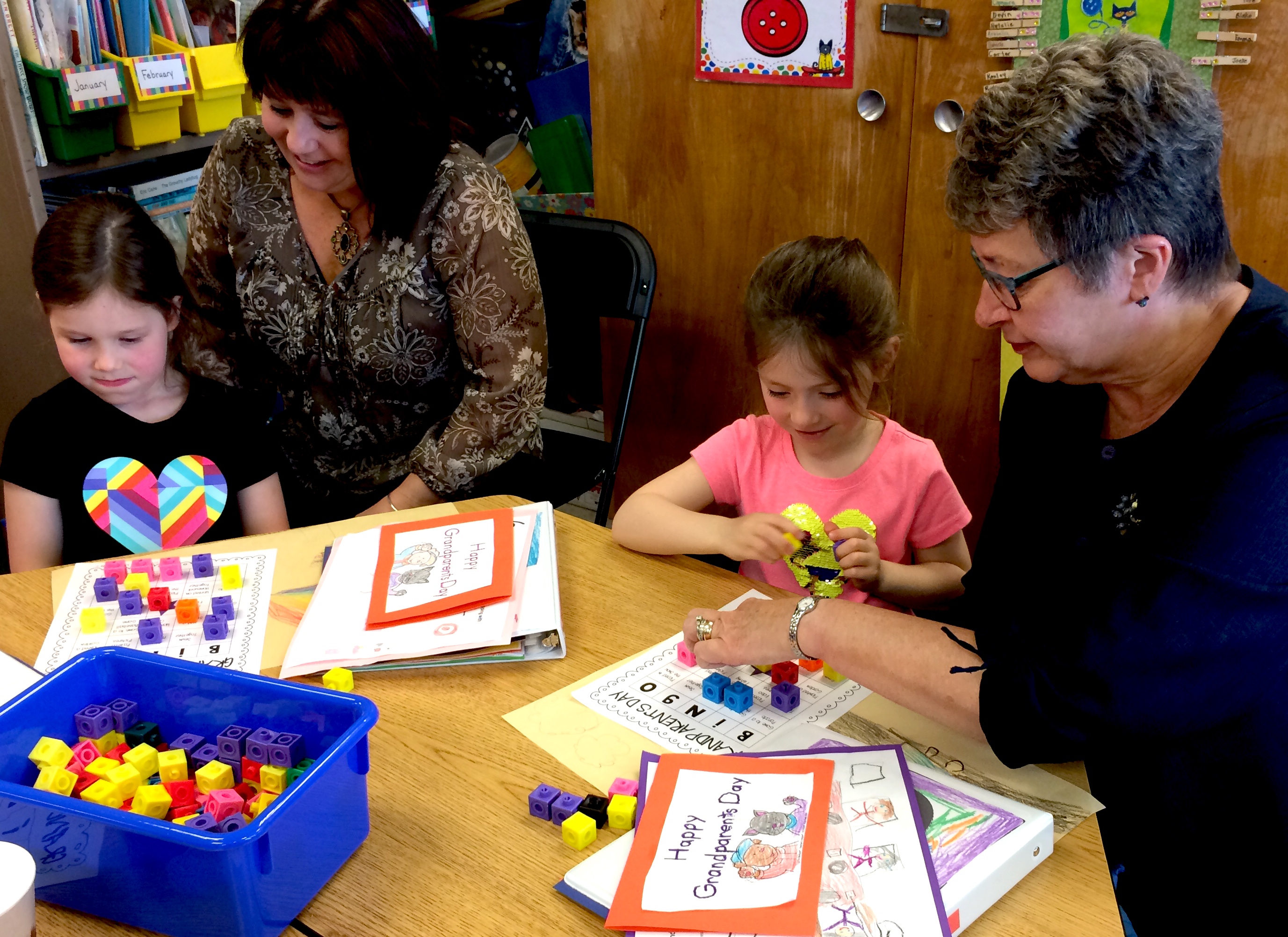 students and grandparents doing activities