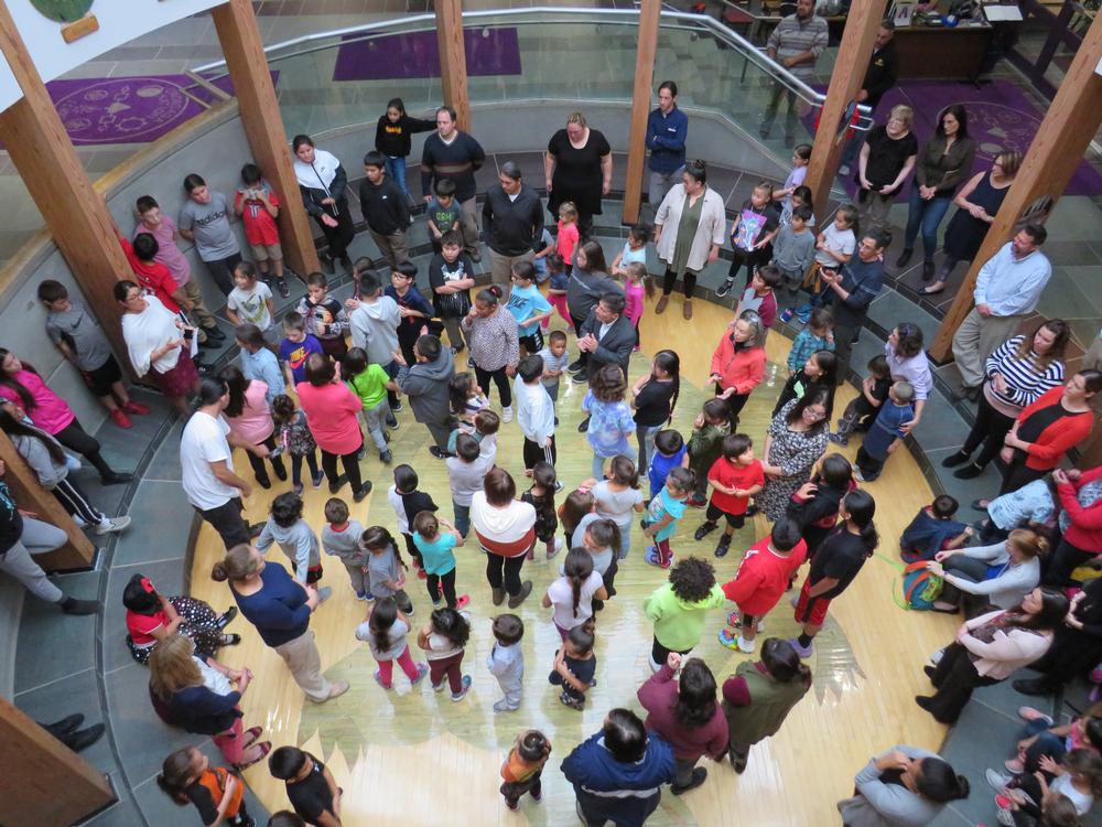 students performing stomp dance