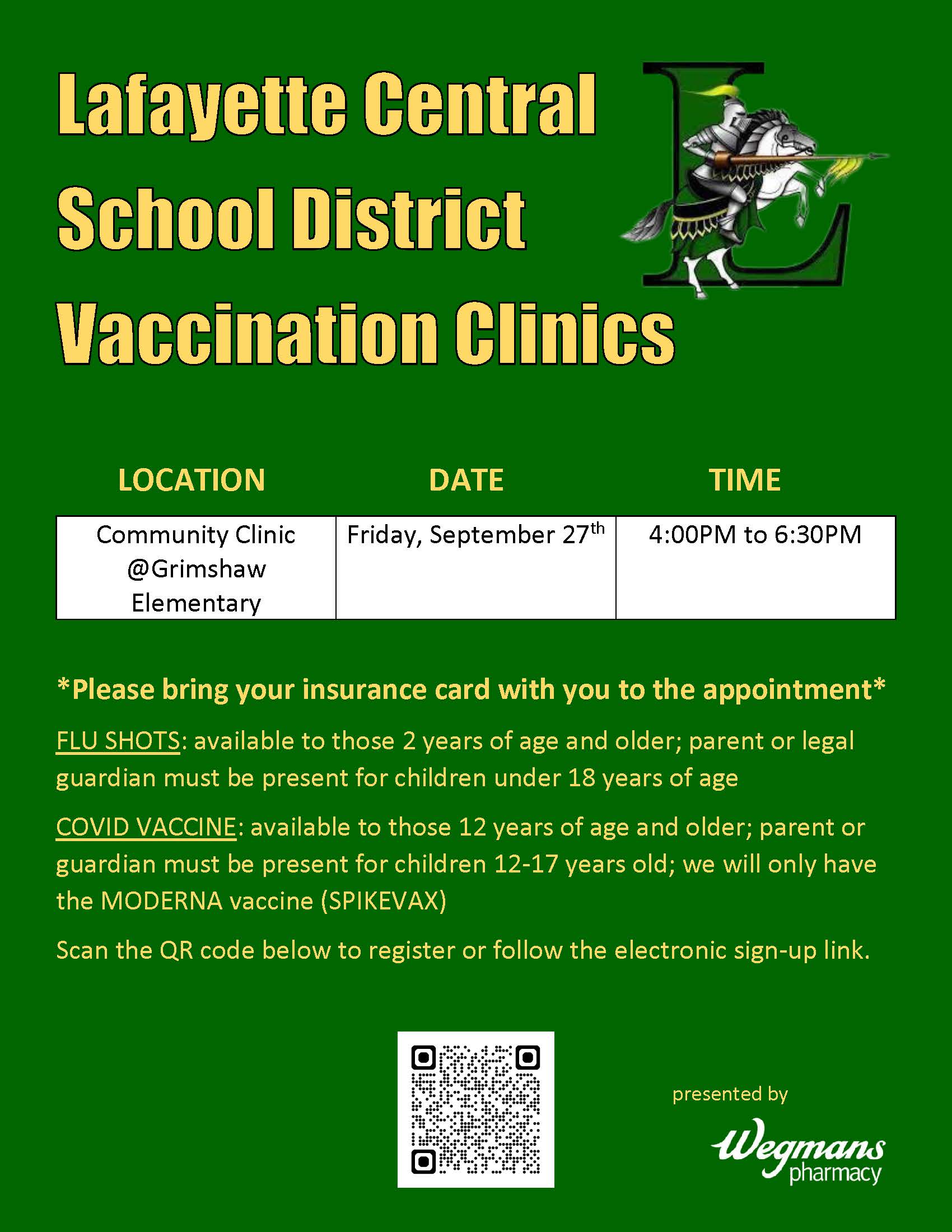 district to host community clinic on september 27 from 4 to 6:30 p.m.