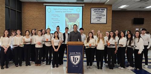 Justin and student volunteers