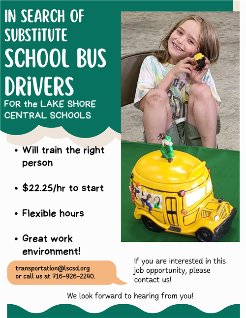 flyer seeking substitute school bus drivers
