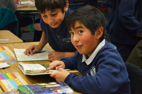 Diego Salazar and Miguel Figueroa read in Cheri Kuykendall's fourth-grade class. Students had just done a close reading of a text; now they are able to choose the books they want to read. Diego Salazar and Miguel Figueroa read in Cheri Kuykendall's fourth-grade class. Students had just done a close reading of a text; now they are able to choose the books they want to read.
