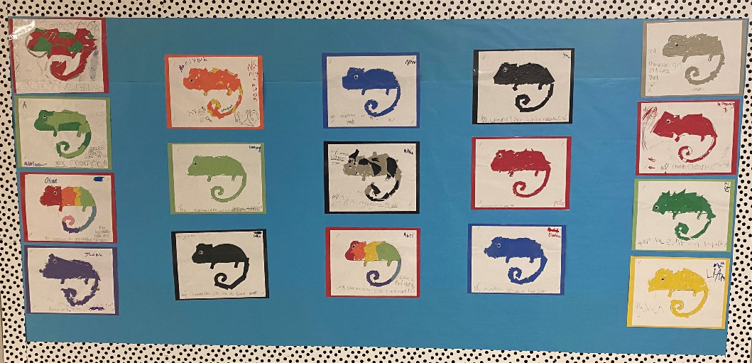 Dibujos a color de camaleones después de leer Un color propio