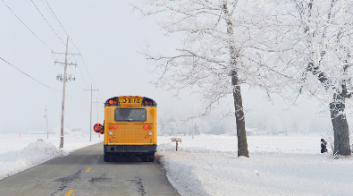 Picture of a school bus in a winter environment