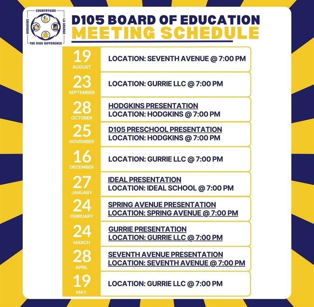 Board Meeting/Presentation Schedule 24-25