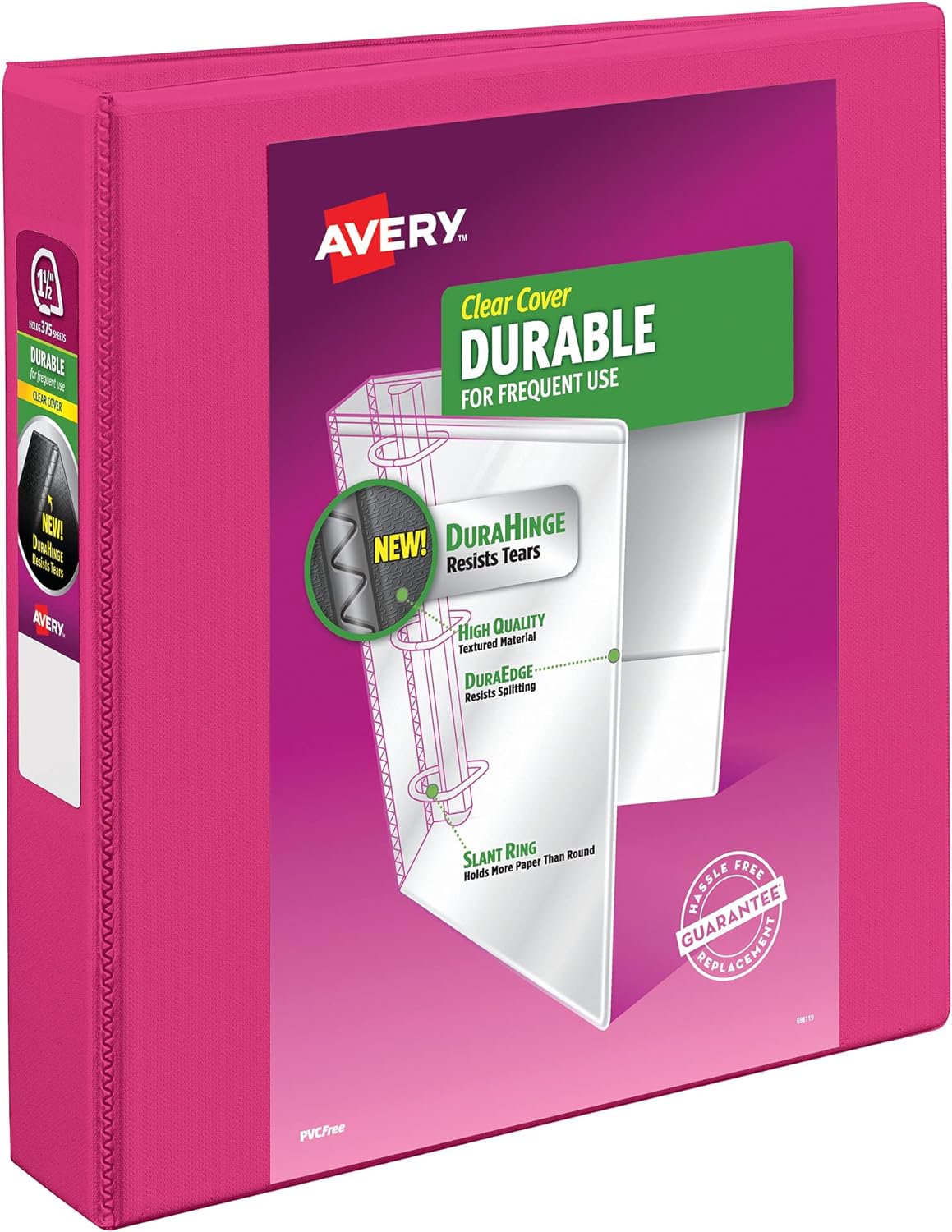 Amazon.com : Avery Durable View 3 Ring Binder, 1-1/2 Inch Slant Rings, 1  Pink Binder (17833) : Office Products