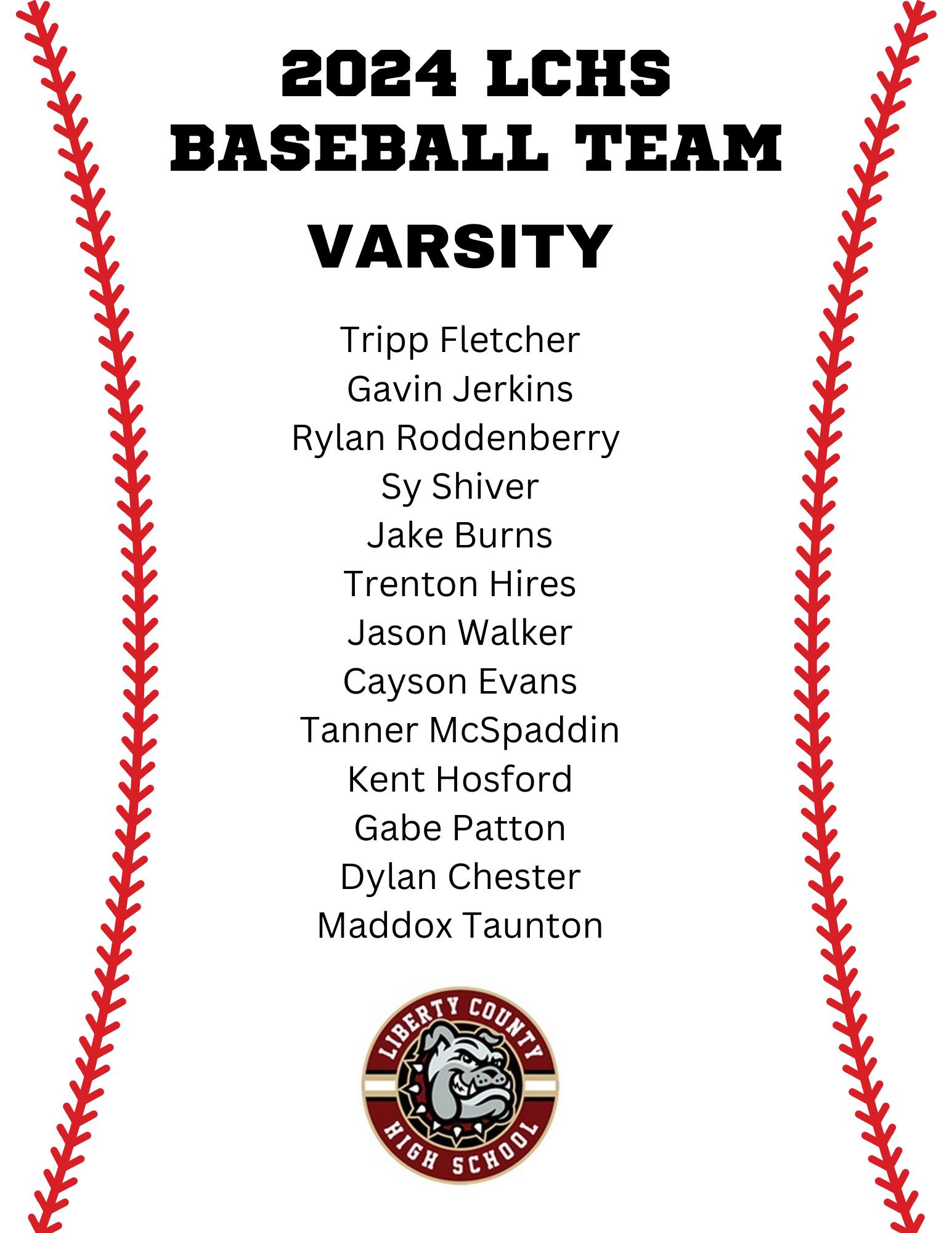 2024 LCHS Varsity Baseball Roster