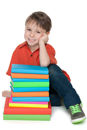 kindergarten student with books