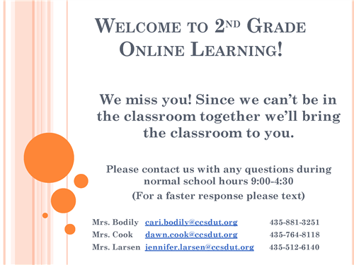 Welcome to 2nd Grade Online Learning! 