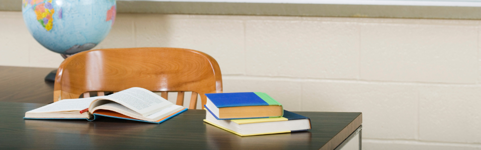 Desk with books