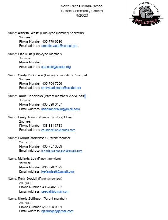 NC School Community Council Contact Info