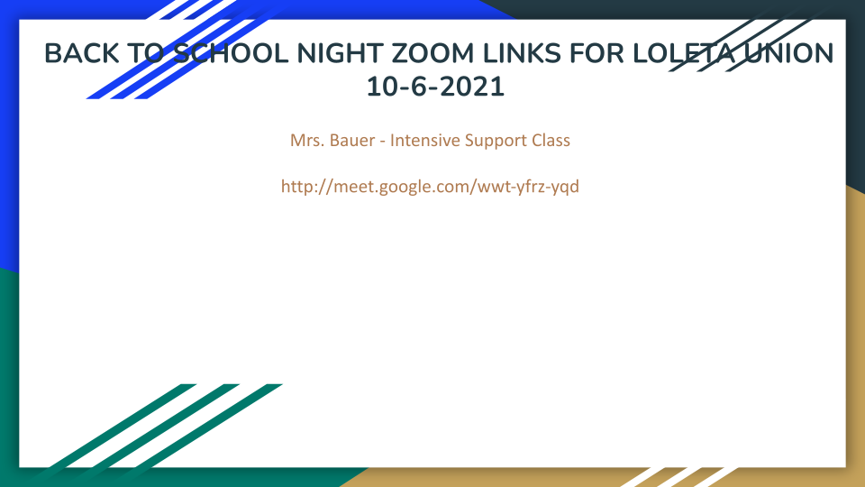 Mrs. Bauer - Intensive Support Class http://meet.google.com/wwt-yfrz-yqd