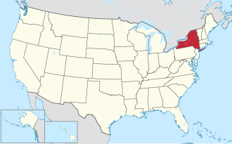 Location of New York within the United States