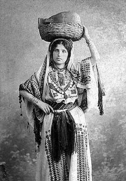 A Traditional Women's Dress in Ramallah, c. 1920.
