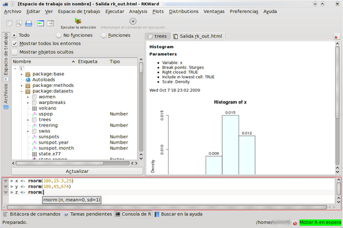 Screenshot of the RKWard front-end running on the KDE 4 environment