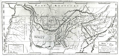 1796 map of Tennessee by surveyor Daniel Smith