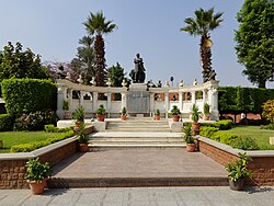 Monument to Auguste Mariette surrounded by bust sculptures in the museum garden