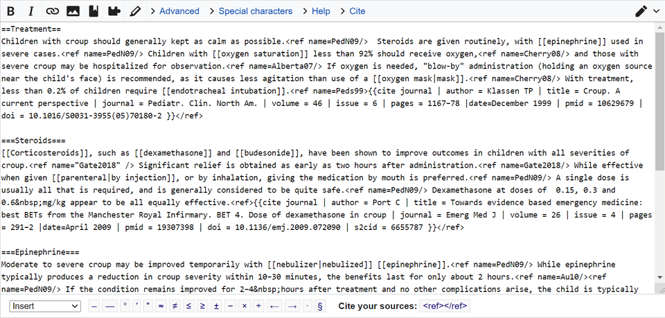 Text in a large rectangle below two toolbars and next to a scrollbar