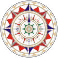 Image 6 Compass rose Illustration credit: Joaquim Alves Gaspar, after Jorge de Aguiar A compass rose, sometimes called a windrose or rose of the winds, is a figure on a compass, map, nautical chart, or monument used to display the orientation of the cardinal directions (north, east, south, and west) and their intermediate points. It is also the term for the graduated markings found on the traditional magnetic compass. Today, a form of compass rose is found on, or featured in, almost all navigation systems, including nautical charts, non-directional beacons, VHF omnidirectional range systems, GPS, and similar equipment. This picture is an illustration of a compass rose, copied from a 1492 portolan chart by Portuguese navigator and cartographer Jorge de Aguiar, now in the Beinecke Rare Book & Manuscript Library. More selected pictures
