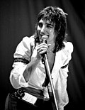 Image 6Singer Rod Stewart performing in 1976. He was one of the major British soft rock artists of the 1970s (from 1970s in music)