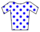 A white jersey with blue polkadots
