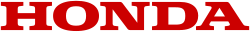 A red slab-serif wide word "HONDA" in all caps