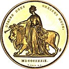 1839 British five-pound gold coin