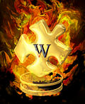 The Flaming Wiki Award Created by Casliber from an image made by Debivort, for Featured Articles listed here. A new use for Wikipedians who've been through wiki-hell was initiated by Gimmetrow in December 2007, and thought a good idea by Casliber too