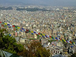 Haphazard settlement seen near Swoyambhu, 2015.