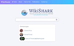 WikiShark is an online tool which enables the viewing and comparison of Wikipedia traffic data